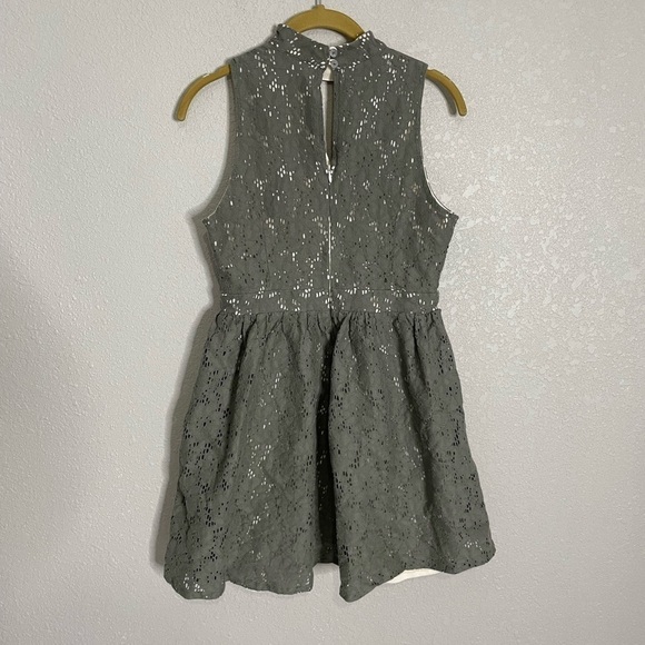 Altar’d State Green Eyelet Fit Flare Mini Dress Medium - Picture 2 of 7